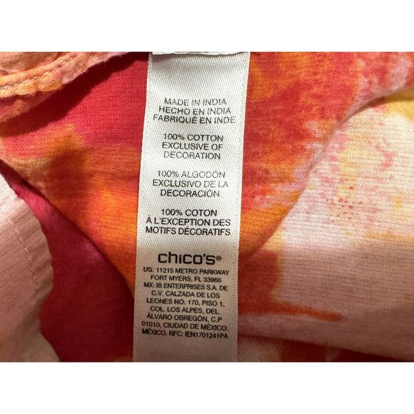 Chico’s Crossroads Lace Up Tunic 3 L-XL  Colorblocked Salsa Beaded Neckline Boho - Picture 8 of 10